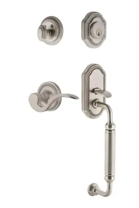 771030 Nostalgic Warehouse Rope Rosette C Grip Entry Set Manor Lever In Satin Nickel