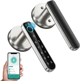 Cg002 Offtv Fingerprint Door Lock-smart Knob Biometric Lock With Silver App