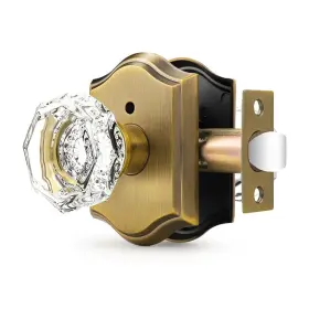 Dl-c30ao-cab-fbk-1pack Orger Octagonal Crystal Door Knob 1 Pack Interior Privacy Handle For Be