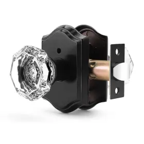 Dl-c30ao-cbk-fbk-1pack Orger Octagonal Crystal Door Knob 1 Pack Interior Privacy Handle For Be