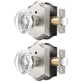 Dl-c30ao-csn-fbk-2pack Orger Octagonal Crystal Door Knobs 2 Pack Interior Privacy Handle For B