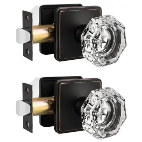 Dl-rst6-corb-fps-2pack Orger Passage Hall Closet Door Knobs Interior Clear Octagon Crystal Glass Do