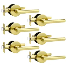 Og30405gd Orger 6 Pack Gold Door Handles Interior Privacy Brushed Levers Wit