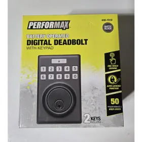 440-7010 Performax Digital Deadbolt Keypad Matte Black Auto-lock 50 Codes 2 Keys