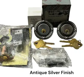 7841c-15a Period Brass Aux Double Cylinder Deadbolt Antique Pewter/silver Nos