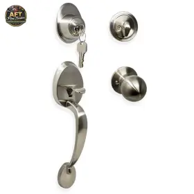 Premier Lock 689045676026 Satin Nickel Door Handleset With Deadbolt And 3 Keys