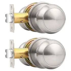 12700081258530 Probrico Brushed Nickel Passage Door Knobs Round 2 Pack