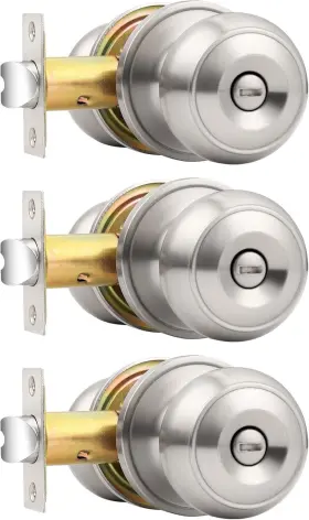 Probrico 613865582781 Privacy Door Knobs Brushed Nickel Finish 3 Pack