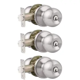 Probrico 716788775091 3 Pack Entry Door Knob For Exterior Satin Nickel