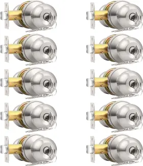 Probrico 718399750290 10 Pack Keyed Alike Entry Door Knobs With Brushed Nickel