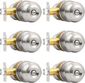 Probrico 718399873999 Privacy Interior Door Knobs Bed And Bath 6 Pack Brushed Nickel