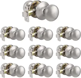 Dl5766snps-10 Probrico #piece 10 Pack Classic Round Passage Door Knobs In Brushed Nickel