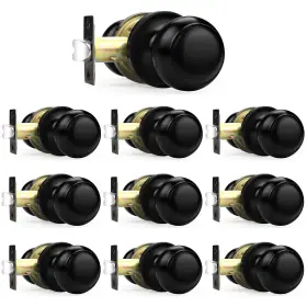 Dl609bkps-10 Probrico #pack Black Door Knobs Keyless Flat Ball Interior 10 Pack