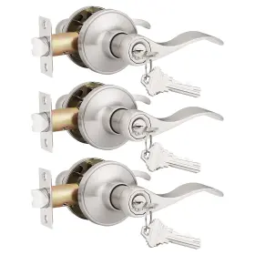 Probrico Hmetsn-dl12061-3pack 3 Pack Entry Door Lever Lock With Keys Locking Handle Set