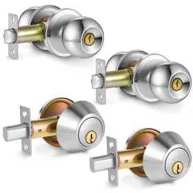 O0bg80vq Qulkws 724856 1 2 Sets Entry Door Knob Dead Bolt Level Locks Combo Silver