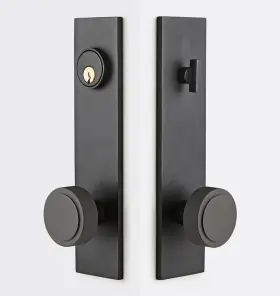 C104862 Rejuvenation Trask Entry Door Handle Set Keyed Deadbolt Oil-rubbed Bronze