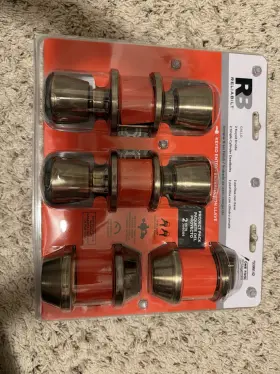 0399142 Reliabilt Antique Brass Keyed Entry Door Knob Set Round Pack Of 2 Keys Included