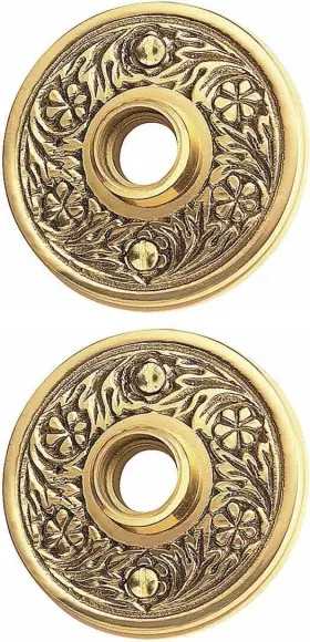98755 Renovators Supply Manufacturing Rosette Antique Brass Door Knob Pair