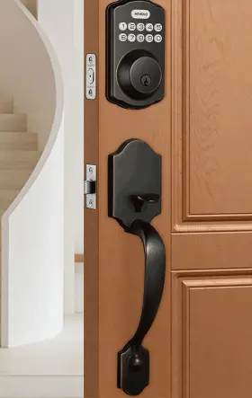 Revolo 655746341292 Keyless Front Door Deadbolt Lock With Handle Set Oil Rubbed Bronze