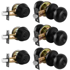 Pdk3358 Rsyeku 3 Pack Entry Door Knobs Keyed Different Lock Sets And Single Cylinder De
