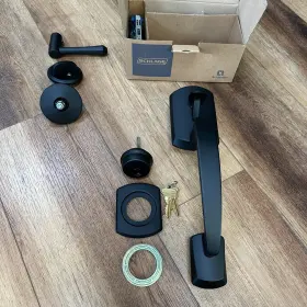 Fc60 Schlage 043156039890 Custom Greenwich Matte Black Single Cylinder Door Handleset Dempsey New