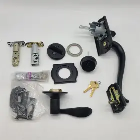 Schlage 043156164851 Camelot Single Cylinder Handleset And Left Hand Accent Lever Matte Black