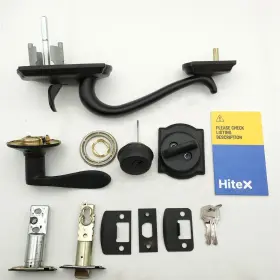 Schlage 043156164868 Camelot Single Cylinder Handleset And Right Hand Accent Lever Matte Black