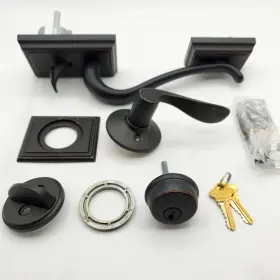 Schlage 043156165285 Addison Single Cylinder Handleset And Right Hand Accent Lever Aged Bronze