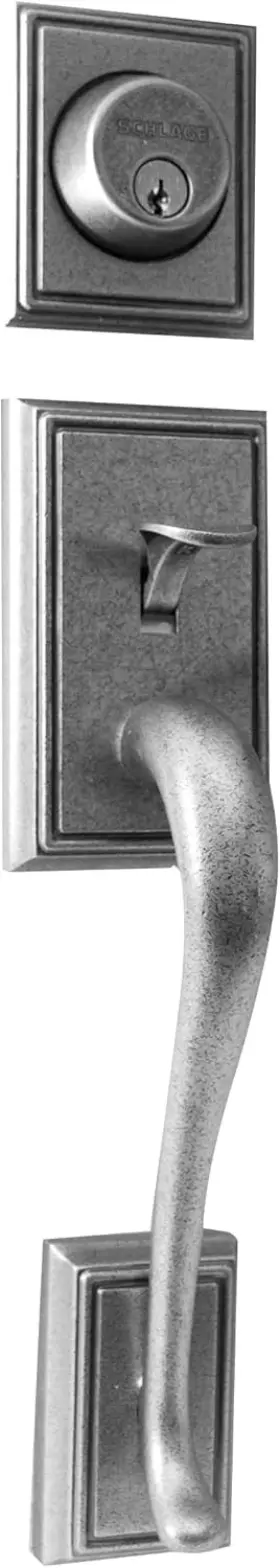 Schlage 043156189625 F58 Add 621 Addison Exterior Handleset And Deadbolt Distressed Nickel New