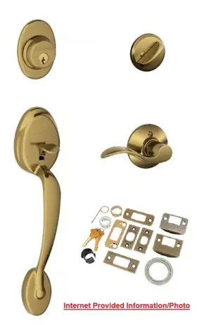 Schlage 043156196227 F60 Ply 609 Acc Plymouth Handle Set Antique Brass Single Cyl Right Hand