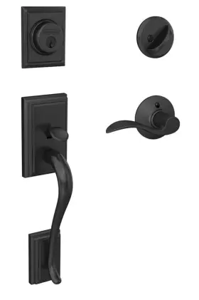 Schlage 043156294695 Addison Single Cylinder Handleset Left Hand Accent Lever Matte Black