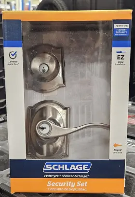 Schlage 043156384518 Accent Satin Nickel Single Cylinder Deadbolt And Keyed Entry Door Handle