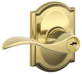 F51aacc605cam Schlage 043156427581 F51-acc-cam Accent Single Cylinder Keyed Entry Door Lever - Brass