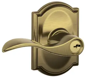 F51aacc609cam Schlage 043156427628 F51-acc-cam Accent Single Cylinder Keyed Entry Door Lever - Brass