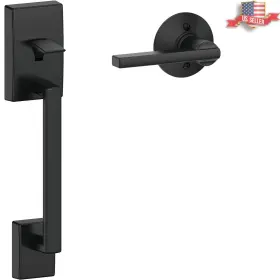 Schlage 043156487349 Universal Matte Black Front Entry Handleset - Quick Install With Latitude Lever