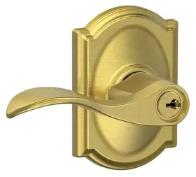 F51aacc608cam Schlage 043156491124 F51-acc-cam Accent Single Cylinder Keyed Entry Door Lever - Brass
