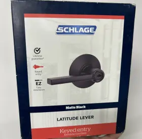 Schlage 043156719662 Latitude Keyed Entry Door Lever In Matte Black
