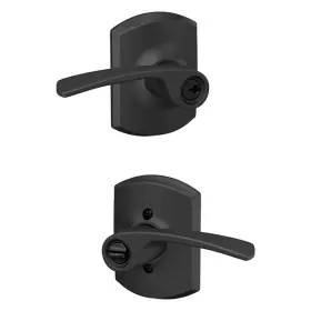 Schlage 043156719693 Merano With Greenwich Trim Matte Black Exterior Keyed Entry Door Handle