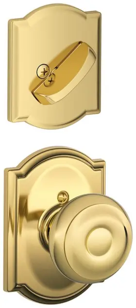F94geo605cam Schlage 043156809516 F94-geo-cam Georgian One-sided Dummy Interior Pack - Brass