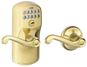 Fe575ply505fla Schlage 043156892129 Fe575-ply-fla Plymouth Keypad Entry - Brass