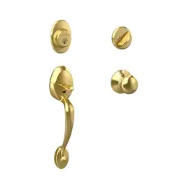 Schlage 043156934119 Vintage Nos Plymouth Bright Brass Single Cylinder Door Handleset With Keys
