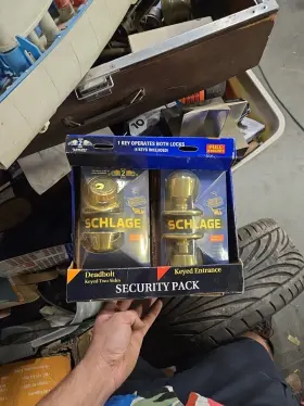 Schlage 043156992164 Grade 2 Deadbolt And Keyed Entrance Security Pack - Ultima Bright Brass