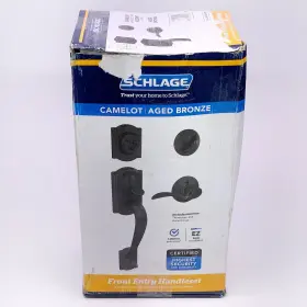 Schlage 194555135307 Camelot F60 Cam 716 Acc Front Entry Handleset Lever Aged Bronze New