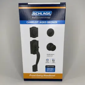Schlage 194555135338 Camelot Georgian Knob Handleset Aged Bronze F60 Cam 716 Geo Brand New