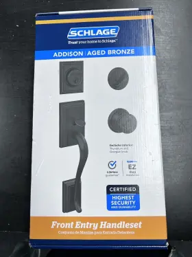 Schlage 194555135390 New Addison Single Cylinder Handleset And Georgian Knob F60 Add 716 Geo