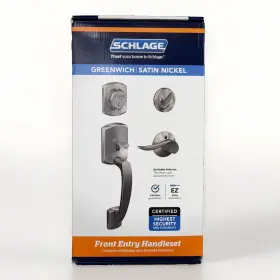 Schlage 194555135413 F60 Grw 619 Sac Greenwich Deadbolt With Sacramento Lever In Satin Nickel