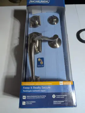 619acc Schlage New Camelot Front Entry Handleset Deadbolt Satin Nickel F60 V Cam