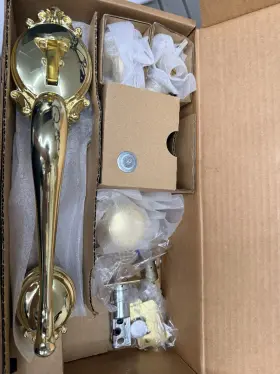 Brk605 Schlage Brookshire Exterior Handleset And Deadbolt F58 Brk 605 Gold Brass