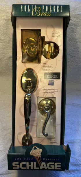 F160n Schlage Solid Forge Brass Knob Dummy Entrance Door Handleset Single Cylind