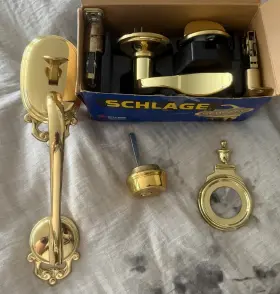 F58-bow Schlage New Single Cylinder Handleset Deadbolt Bowman Rh Bright Brass